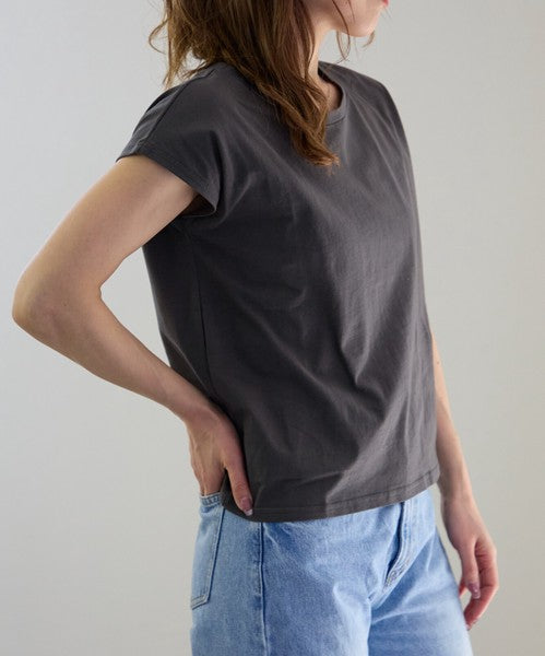 Petit Fleur USA Cotton French Sleeve Tee — Natural Texture