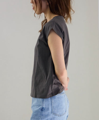 Petit Fleur USA Cotton French Sleeve Tee — Natural Texture