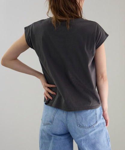Petit Fleur USA Cotton French Sleeve Tee — Natural Texture