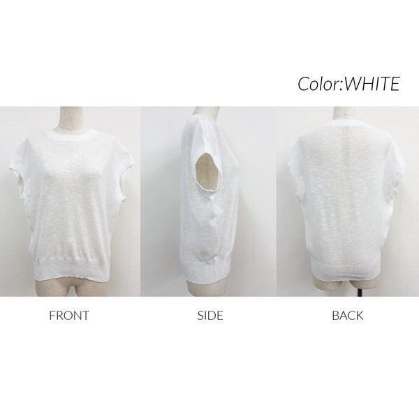 Petit Fleur Sheer Slub Knit Top — Dolman Sleeve Summer