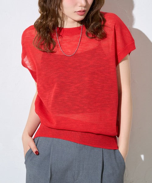 Petit Fleur Sheer Slub Knit Top — Dolman Sleeve Summer
