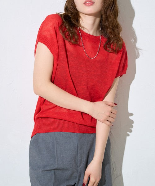 Petit Fleur Sheer Slub Knit Top — Dolman Sleeve Summer