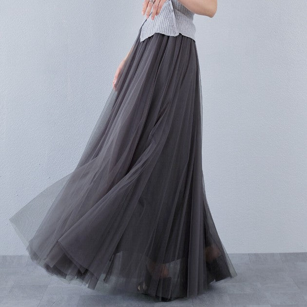 Flared Midi Skirt — Textured Lightweight Fabric