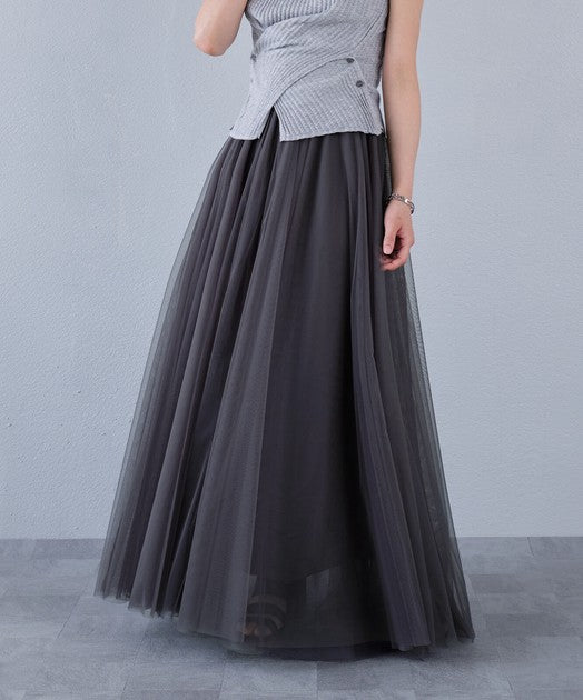 Flared Midi Skirt — Textured Lightweight Fabric