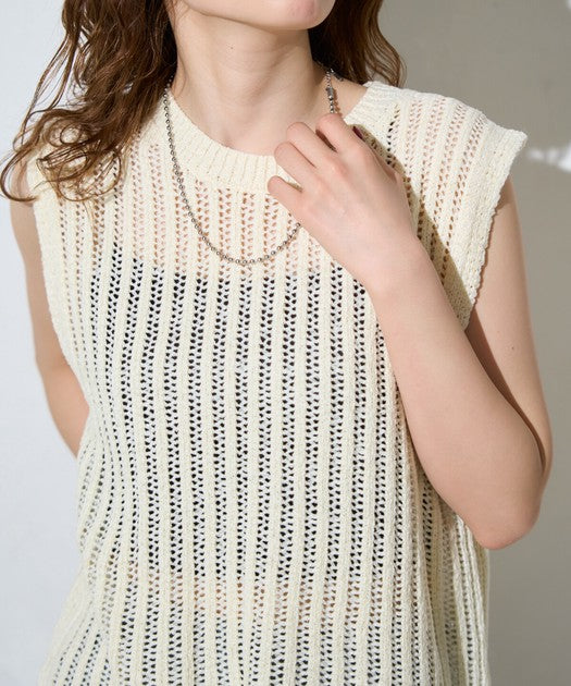 Petit Fleur Sleeveless Knit Vest — Summer Layering Piece
